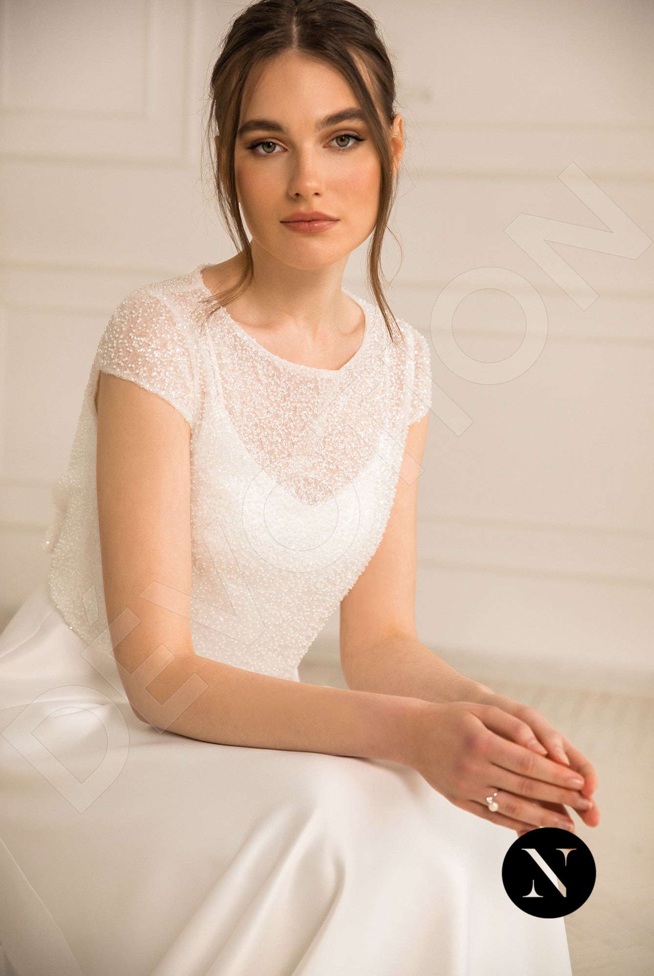Gabanna Crystal Full back A-line Long sleeve Wedding Dress 2