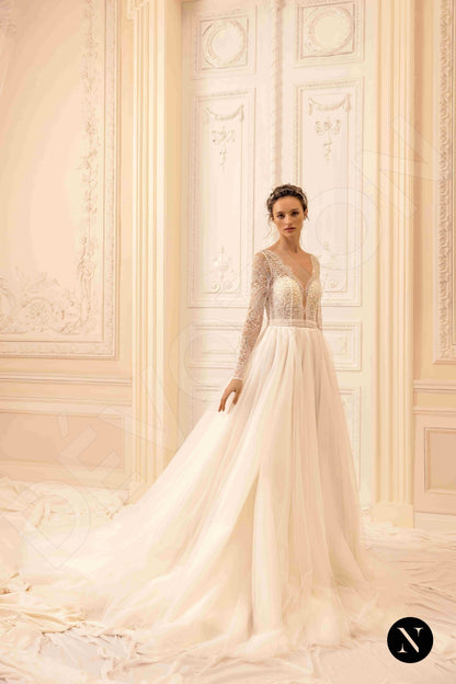 Joanna Open back A-line Long sleeve Wedding Dress 7
