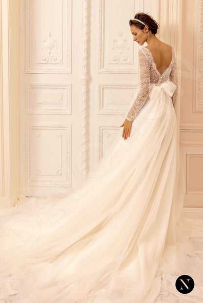 Joanna Open back A-line Long sleeve Wedding Dress Back
