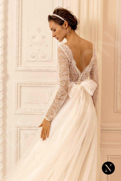 Joanna Open back A-line Long sleeve Wedding Dress 4