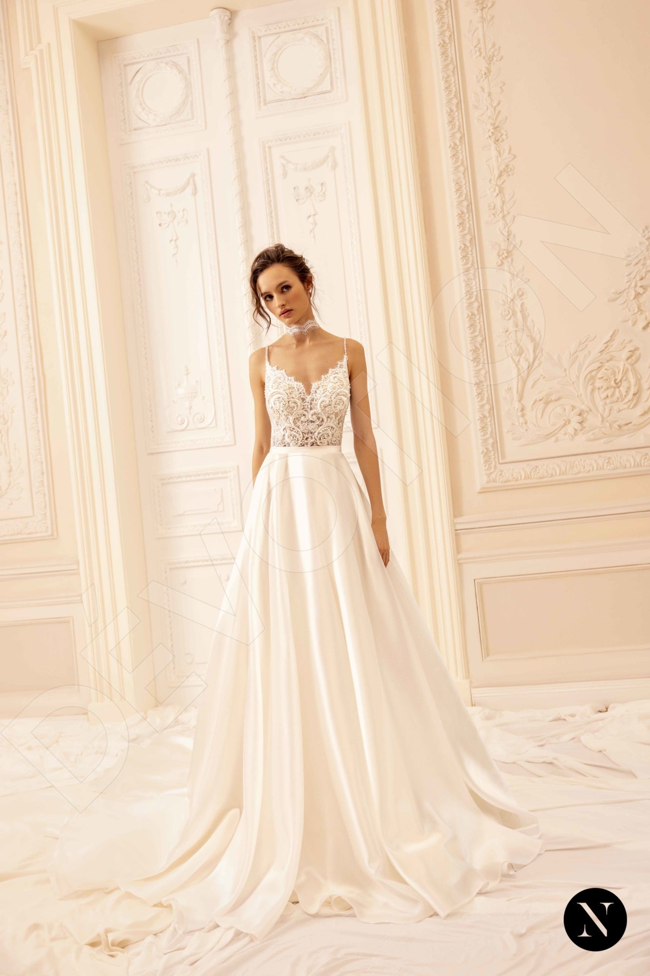 Tiffania A-line V-neck Ivory Wedding dress