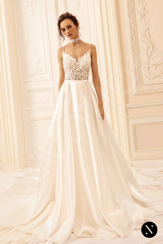 Tiffania A-line V-neck Ivory Wedding dress