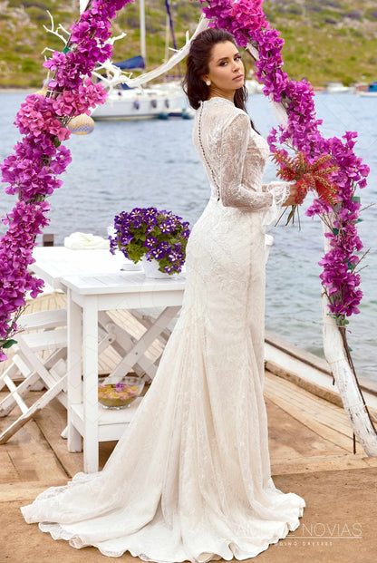Hale Full back Trumpet/Mermaid Long sleeve Wedding Dress Back