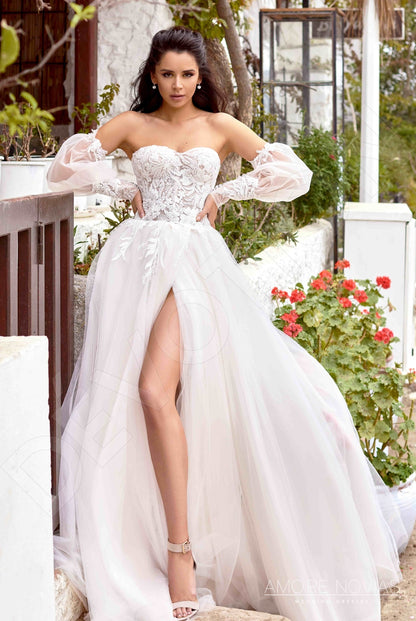 Cameron Open back A-line Strapless Wedding Dress Front