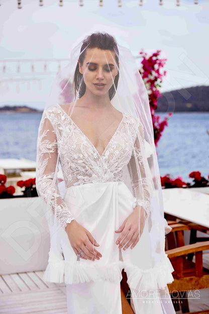 Spencer Full back A-line Long sleeve Wedding Dress 6