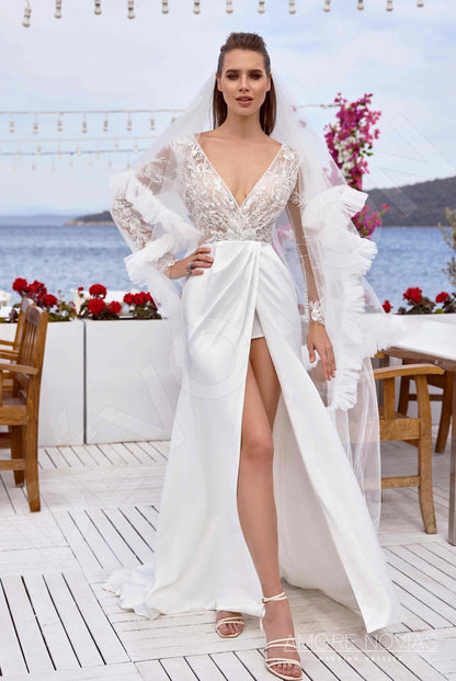 Spencer Full back A-line Long sleeve Wedding Dress 4