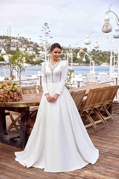 Dreama Full back A-line Long sleeve Wedding Dress 6
