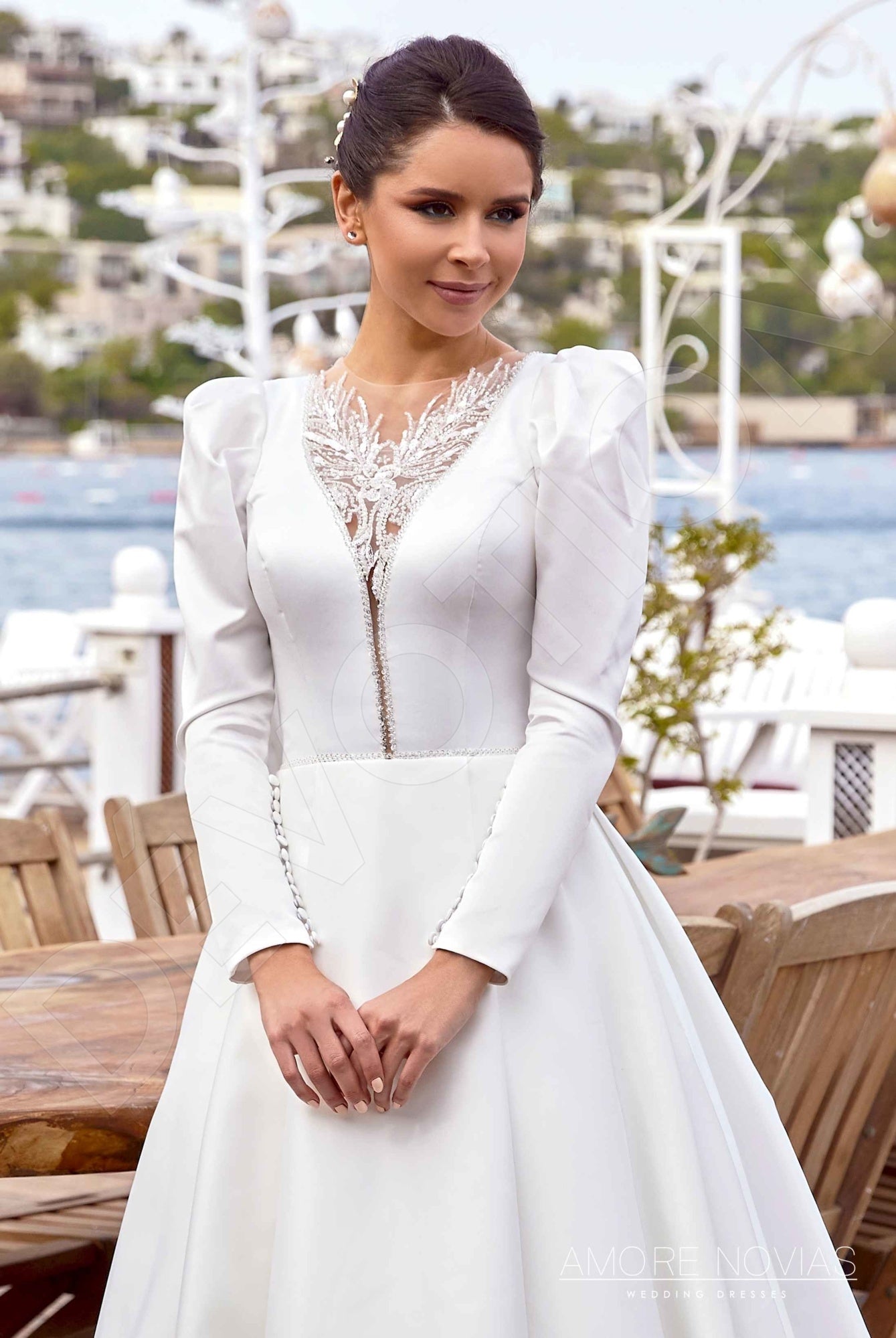 Dreama Full back A-line Long sleeve Wedding Dress 3