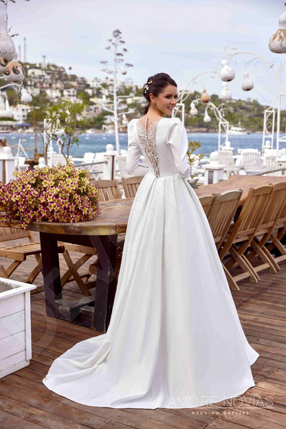Dreama Full back A-line Long sleeve Wedding Dress 8