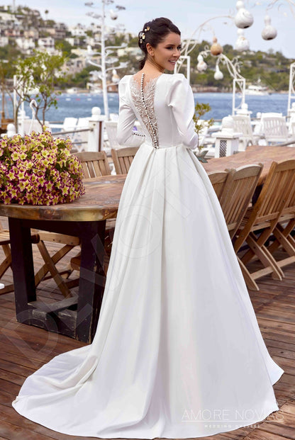 Dreama Full back A-line Long sleeve Wedding Dress Back