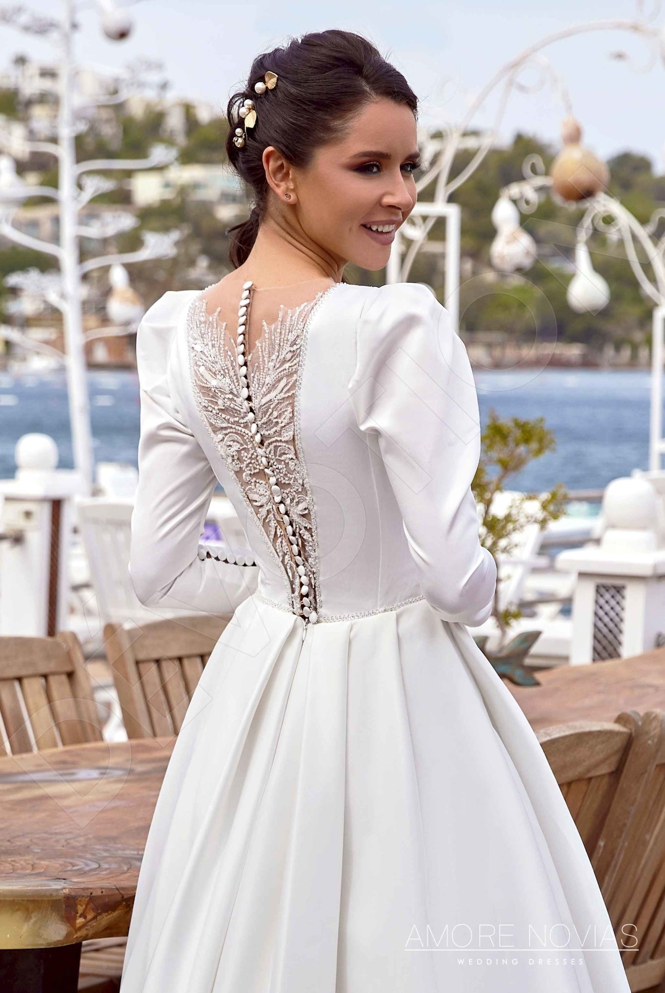 Dreama A-line Jewel Ivory Wedding dress
