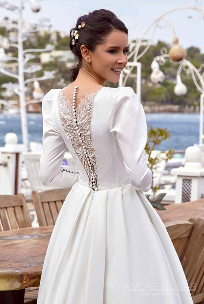 Dreama Full back A-line Long sleeve Wedding Dress 5
