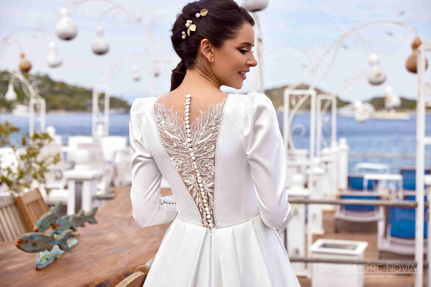 Dreama Full back A-line Long sleeve Wedding Dress 7
