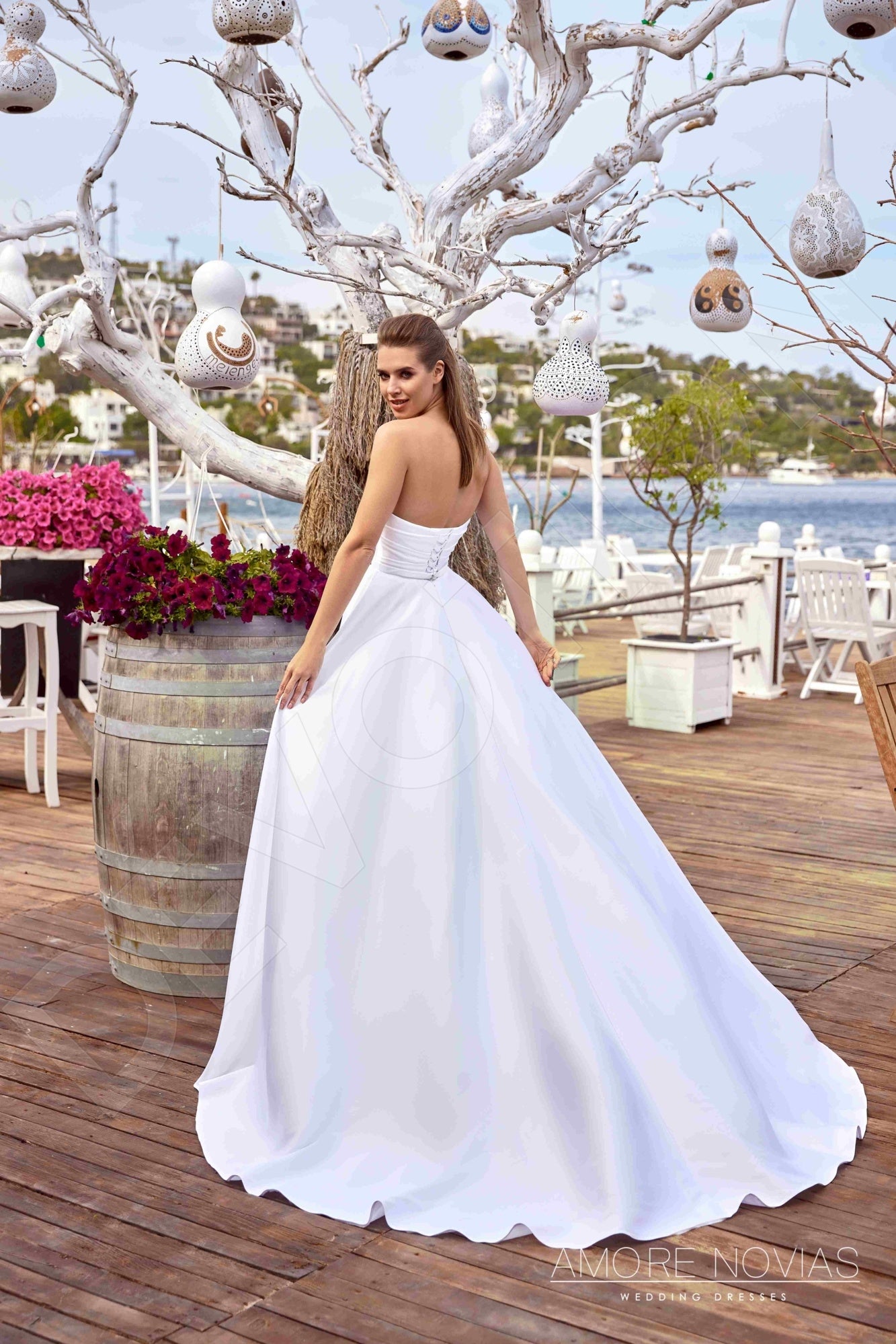 Leоnora A-line Straight across White Wedding dress