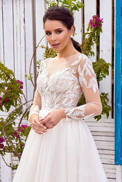 Christa Full back A-line Long sleeve Wedding Dress 6