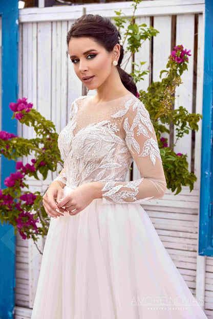 Christa Full back A-line Long sleeve Wedding Dress 2