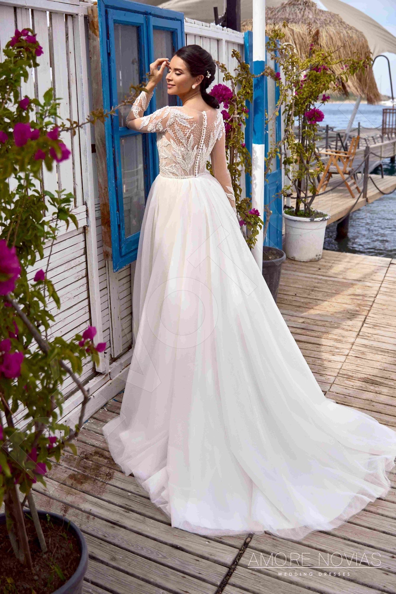 Christa Full back A-line Long sleeve Wedding Dress 7