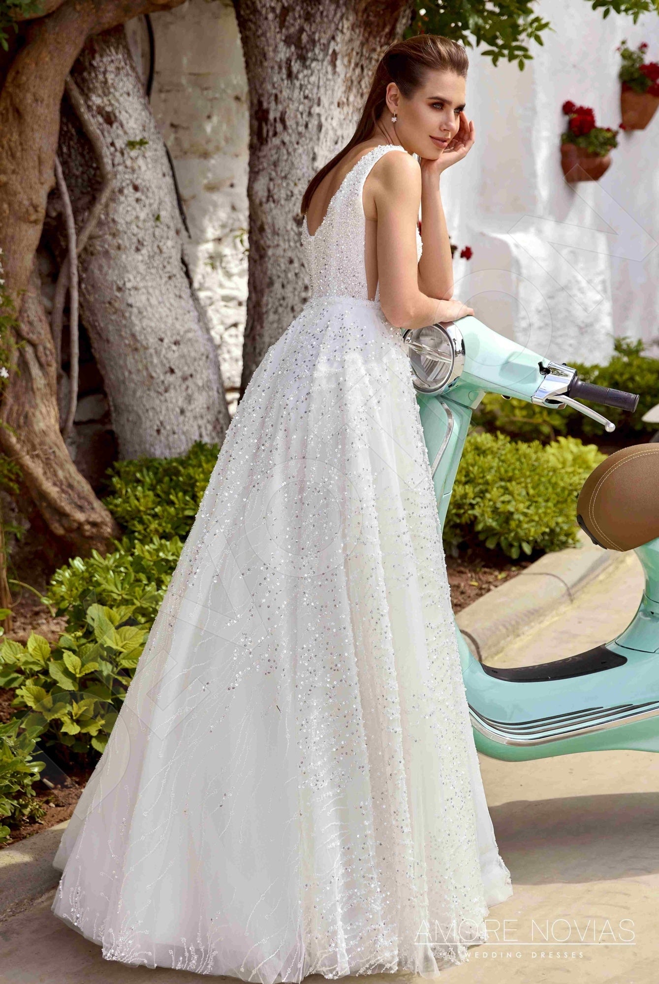 Donata Open back A-line Straps Wedding Dress Back