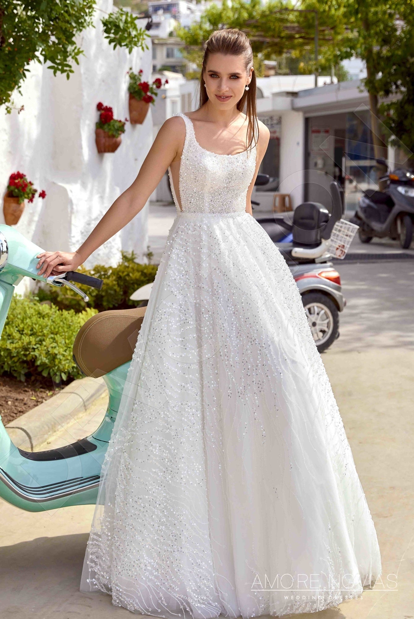 Donata Open back A-line Straps Wedding Dress Front
