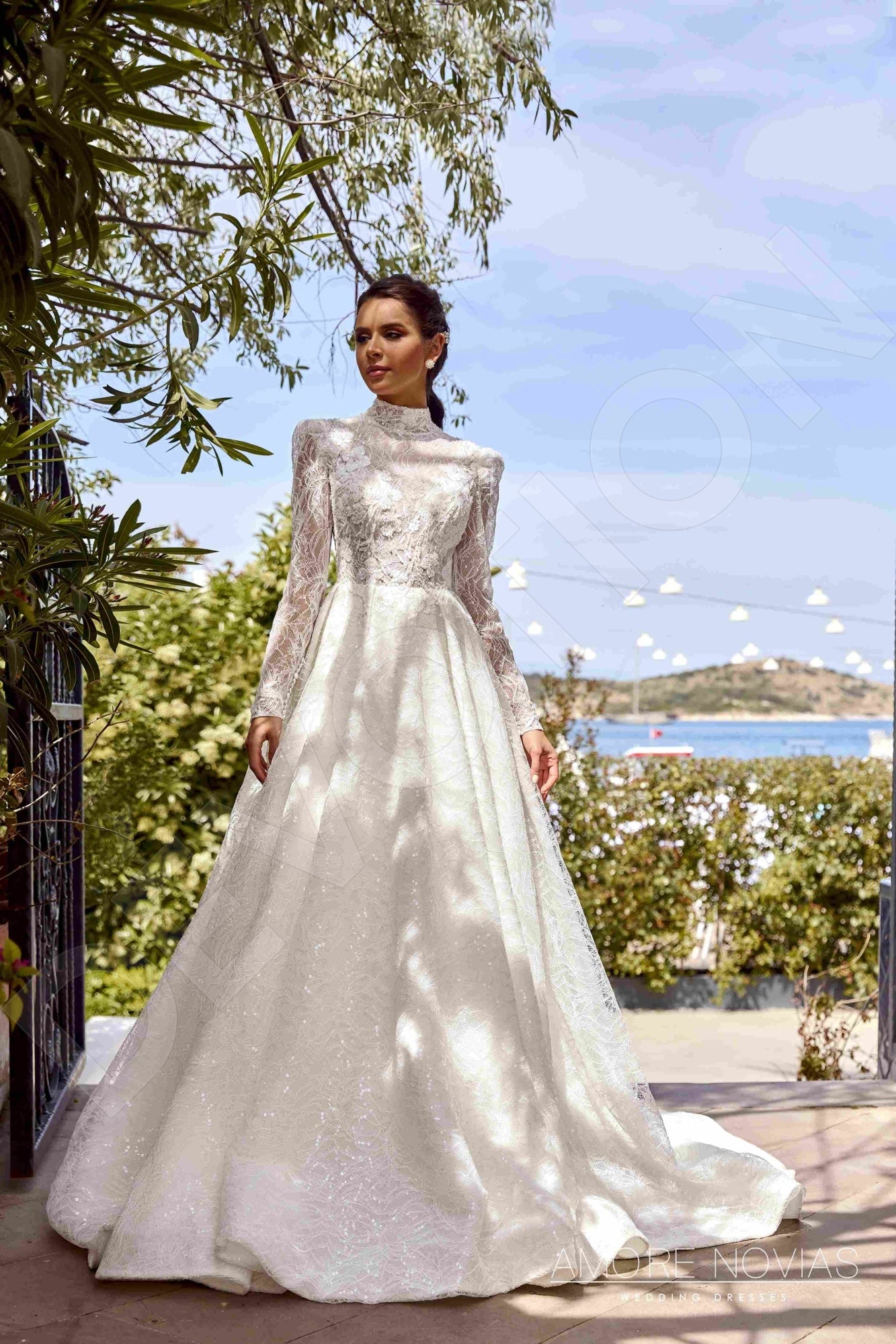 Carlinia Full back A-line Long sleeve Wedding Dress 7