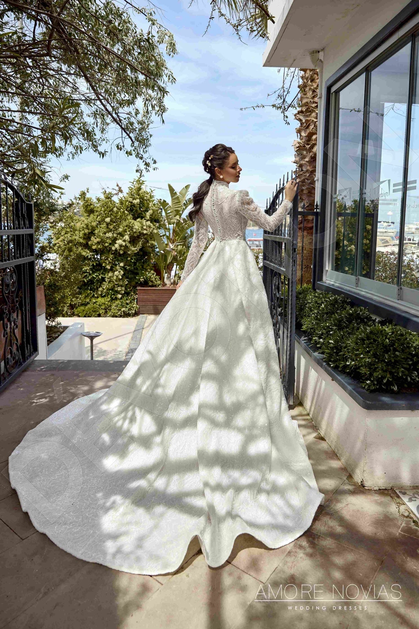 Carlinia A-line High neck Ivory Wedding dress
