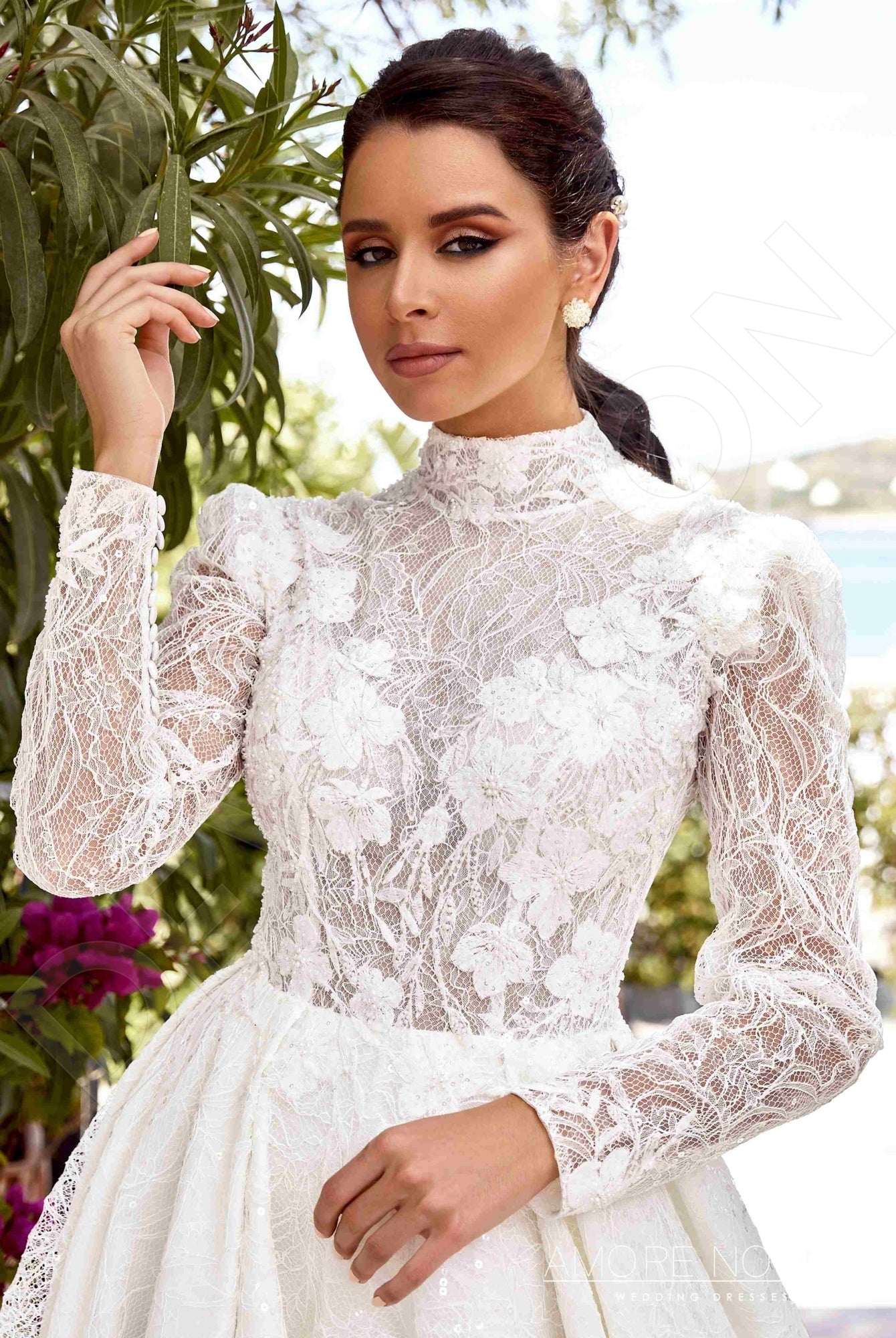 Carlinia Full back A-line Long sleeve Wedding Dress 4