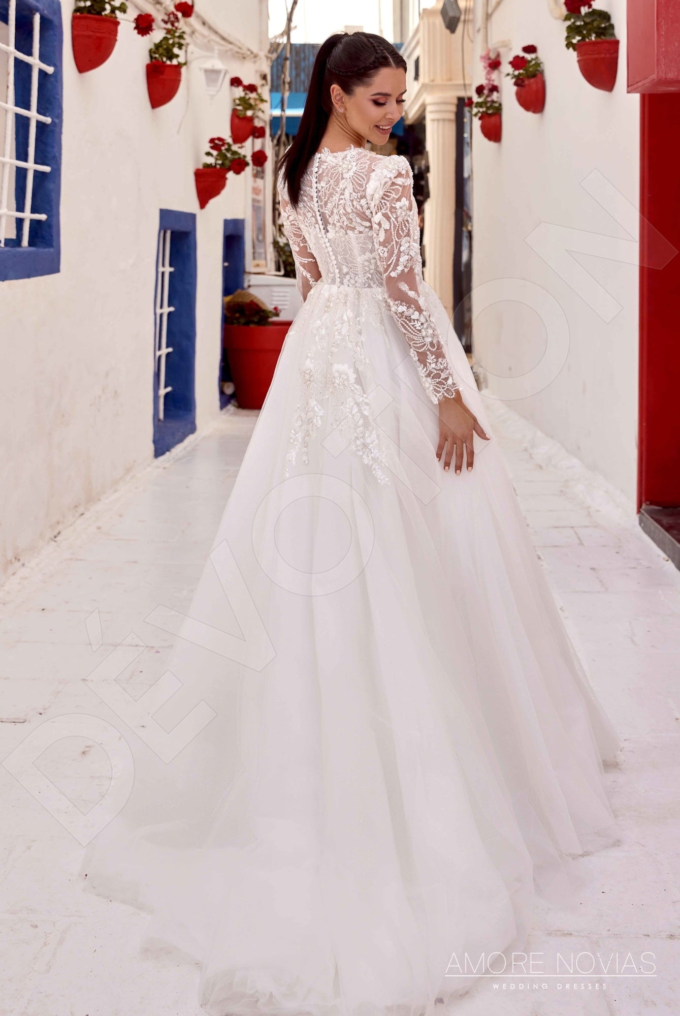 Joanie Full back Princess/Ball Gown Long sleeve Wedding Dress Back
