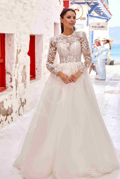 Joanie Full back Princess/Ball Gown Long sleeve Wedding Dress Front
