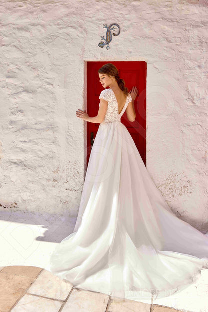 Dianis Open back A-line Short/ Cap sleeve Wedding Dress 6