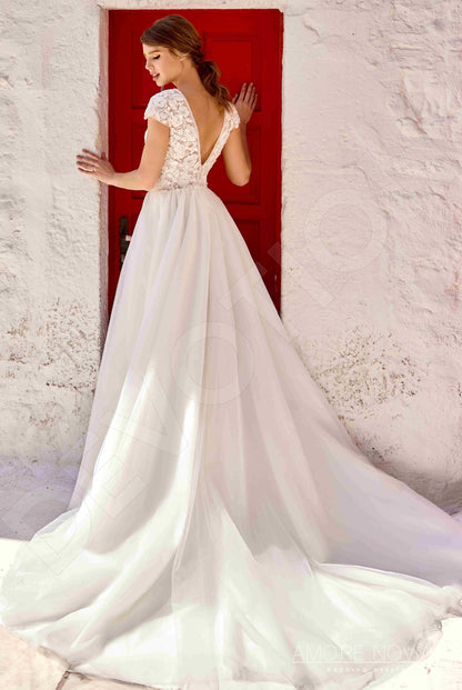 Dianis Open back A-line Short/ Cap sleeve Wedding Dress Back