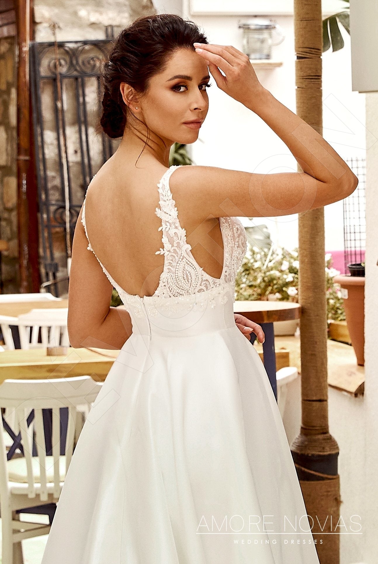 Shannon A-line Deep V-neck Ivory Wedding dress