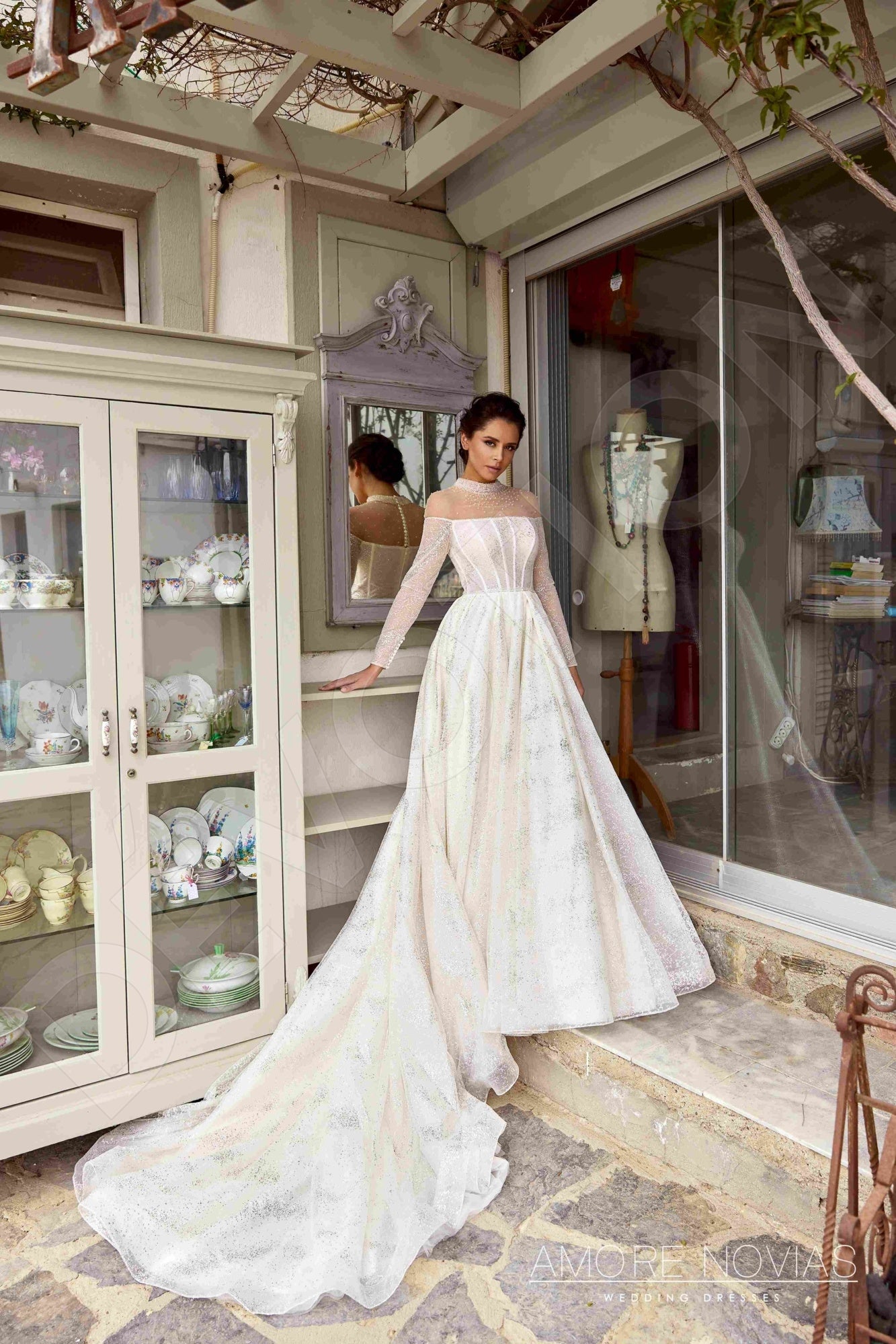 Lindsay Princess/Ball Gown High neck Milk Blush Wedding dress