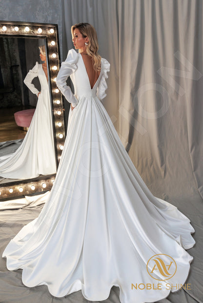 Avonmora Open back A-line Long sleeve Wedding Dress Back