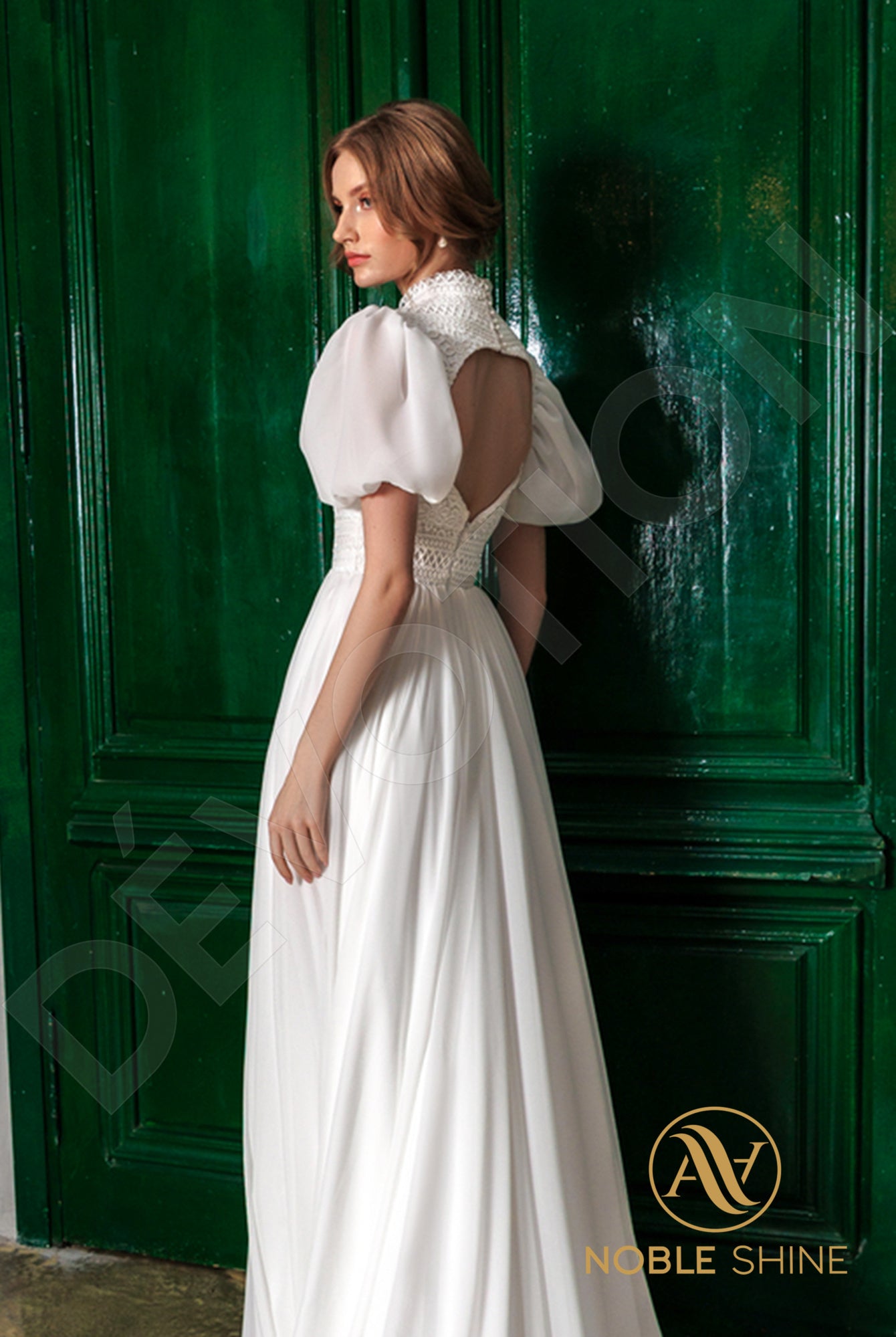 Agavig Open back A-line Short/ Cap sleeve Wedding Dress 4