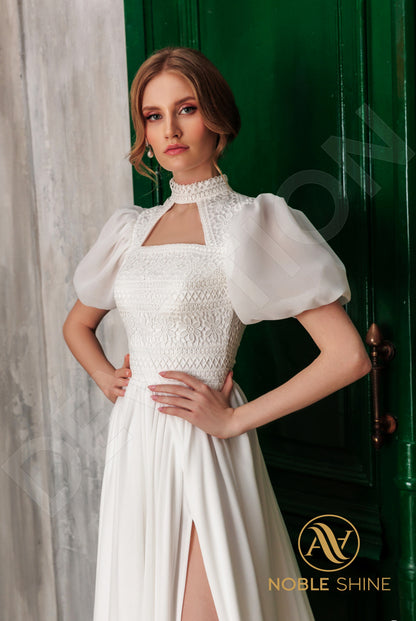 Agavig Open back A-line Short/ Cap sleeve Wedding Dress 2