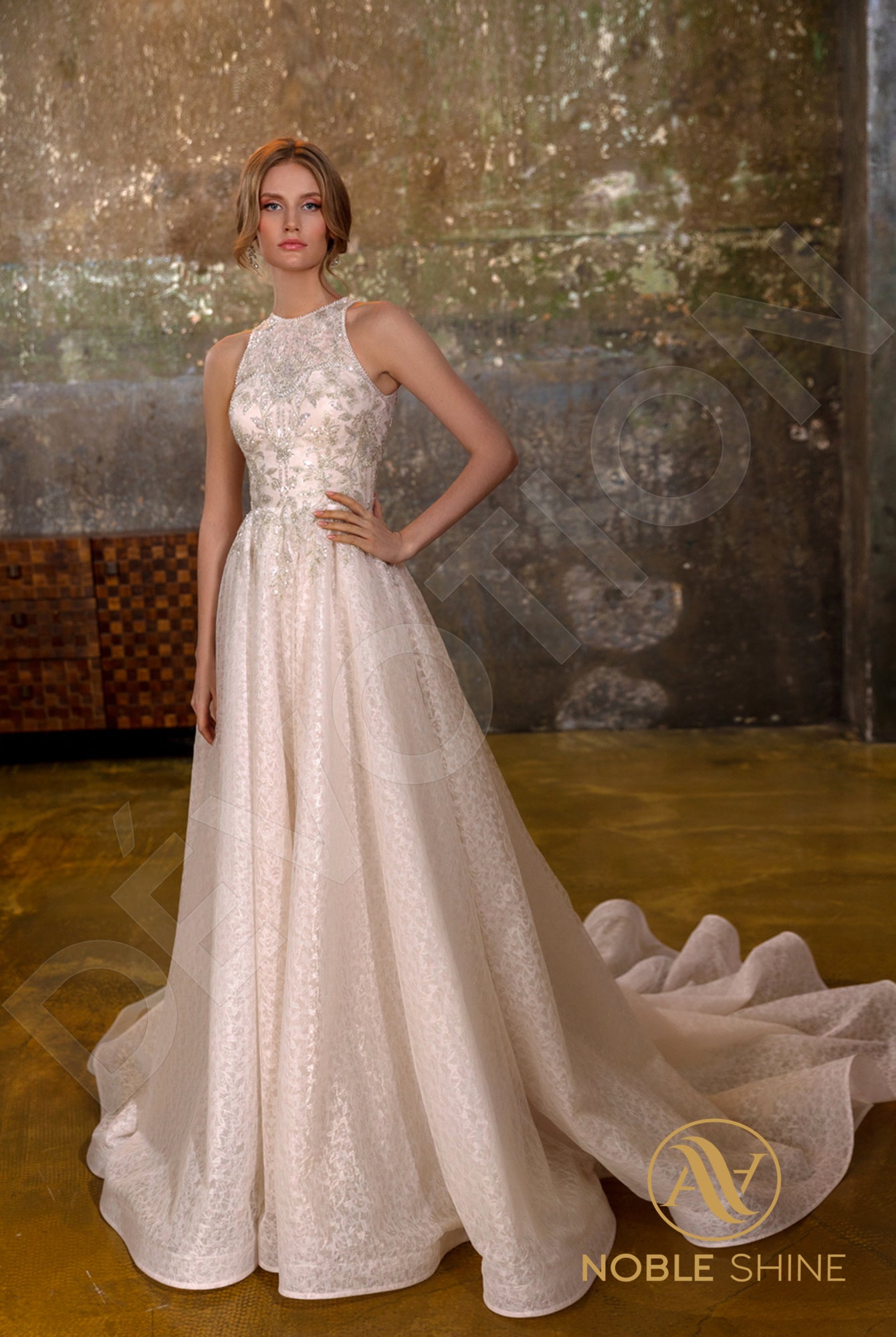 Ormonda A-line Jewel Pearl Silver Wedding dress