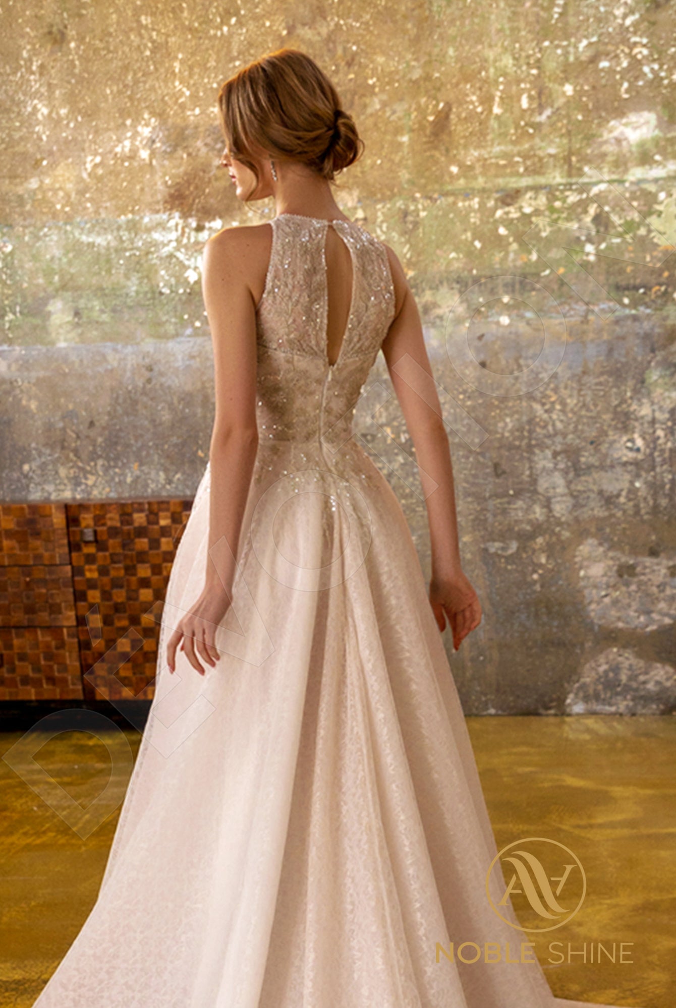Ormonda A-line Jewel Pearl Silver Wedding dress