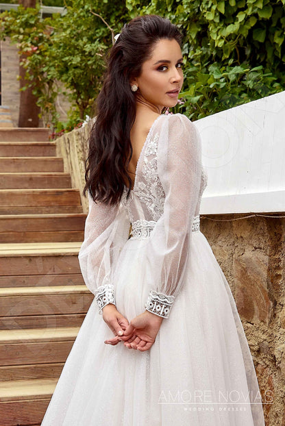 Maxa Open back A-line Long sleeve Wedding Dress 3