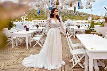 Maxa Open back A-line Long sleeve Wedding Dress 6