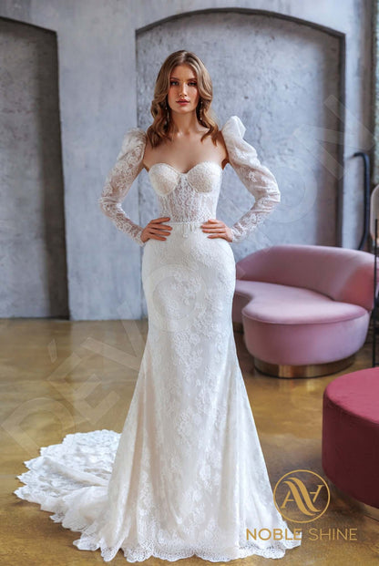 Idaoin Open back Trumpet/Mermaid Detachable sleeves Wedding Dress 5