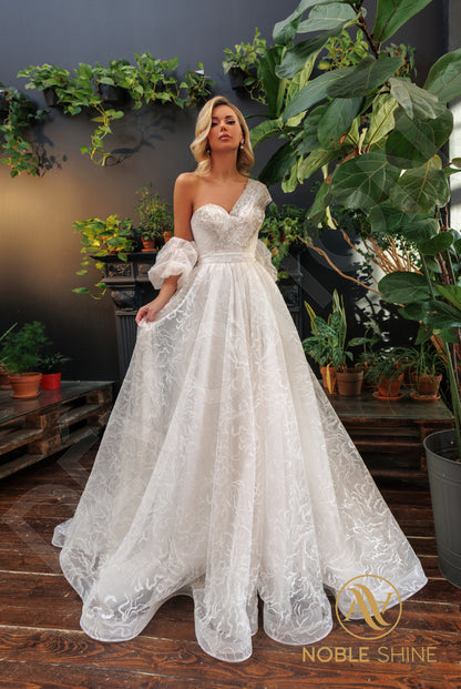 Mivin Open back A-line Detachable sleeves Wedding Dress 5