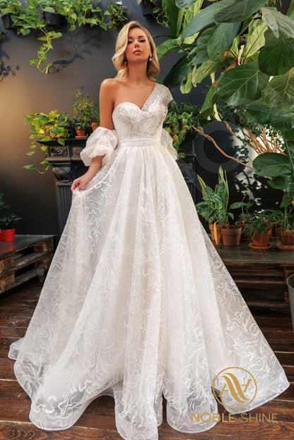 Mivin Open back A-line Detachable sleeves Wedding Dress Front