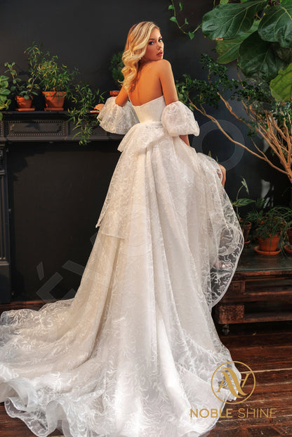 Mivin Open back A-line Detachable sleeves Wedding Dress Back