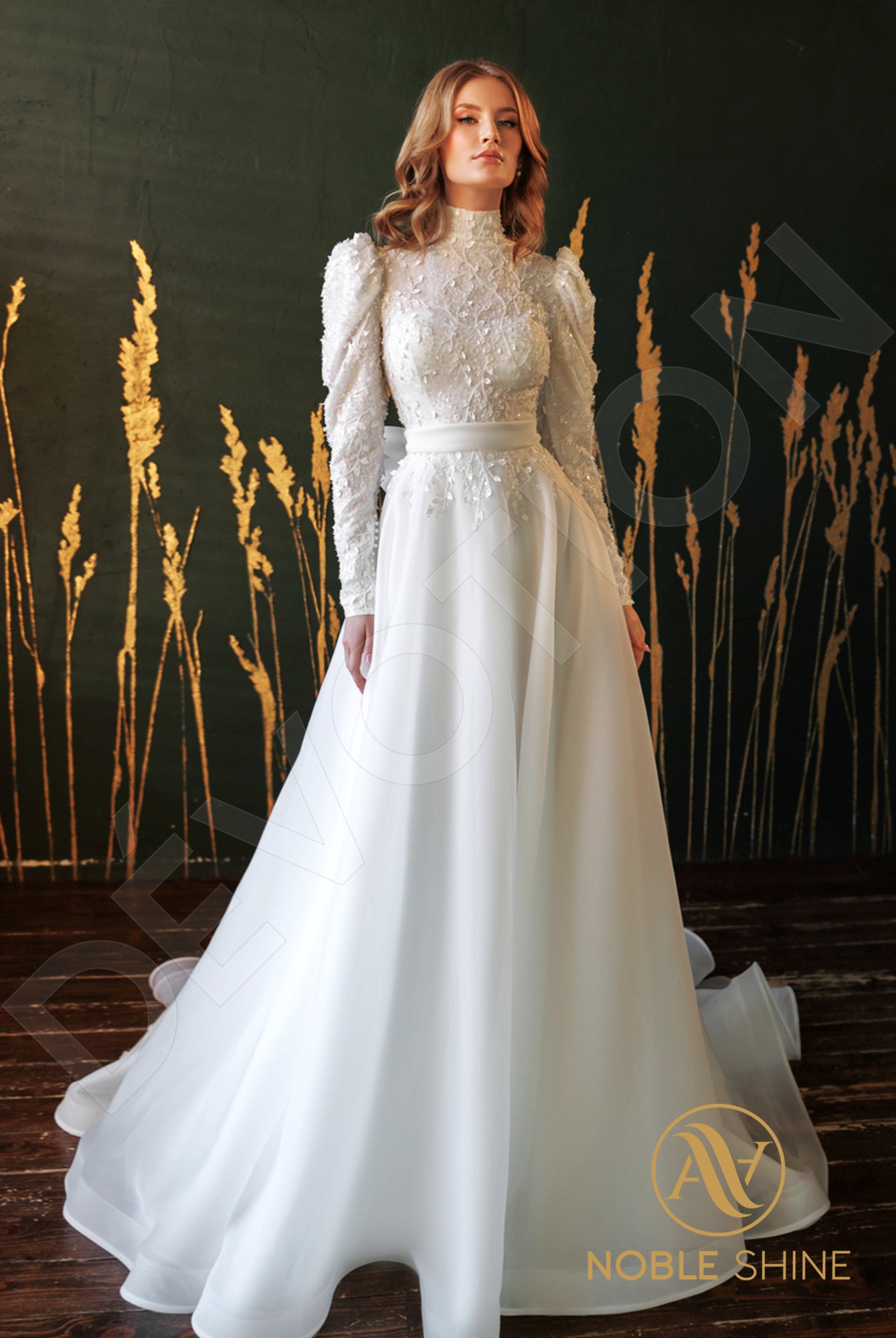 Sabrann Full back A-line Long sleeve Wedding Dress Front