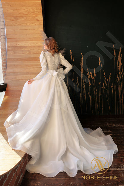 Sabrann Full back A-line Long sleeve Wedding Dress Back