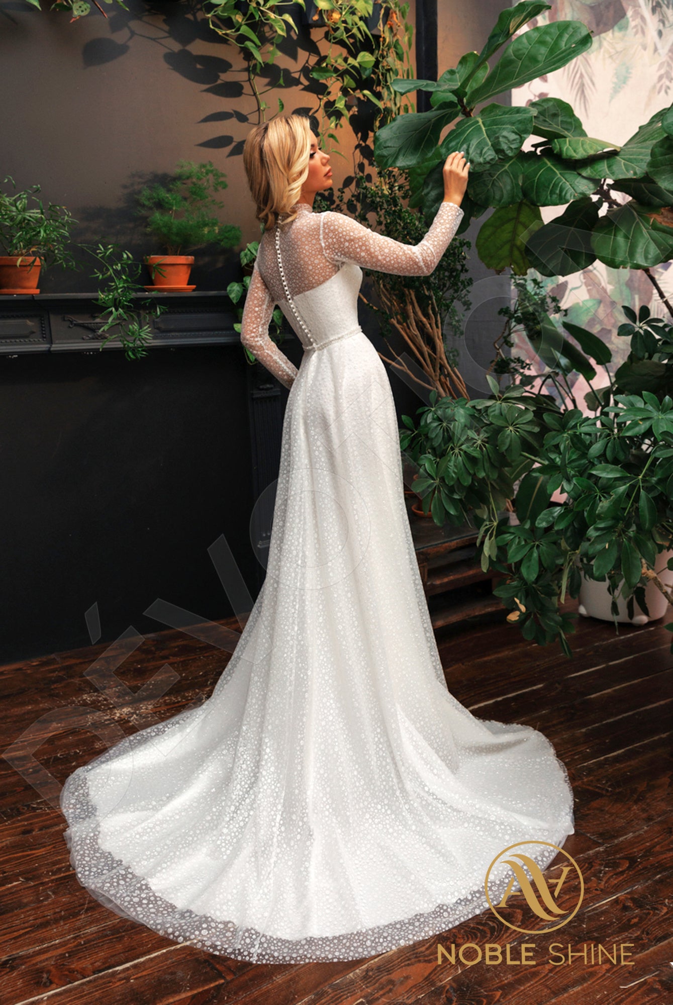 Mora A-line High neck Milk Wedding dress