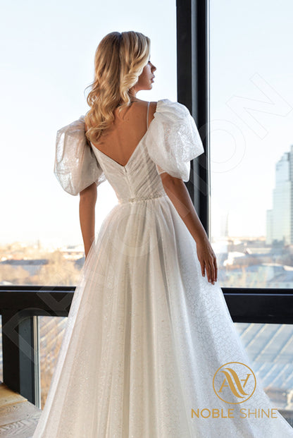 Nuala Open back A-line Detachable sleeves and straps Wedding Dress 3