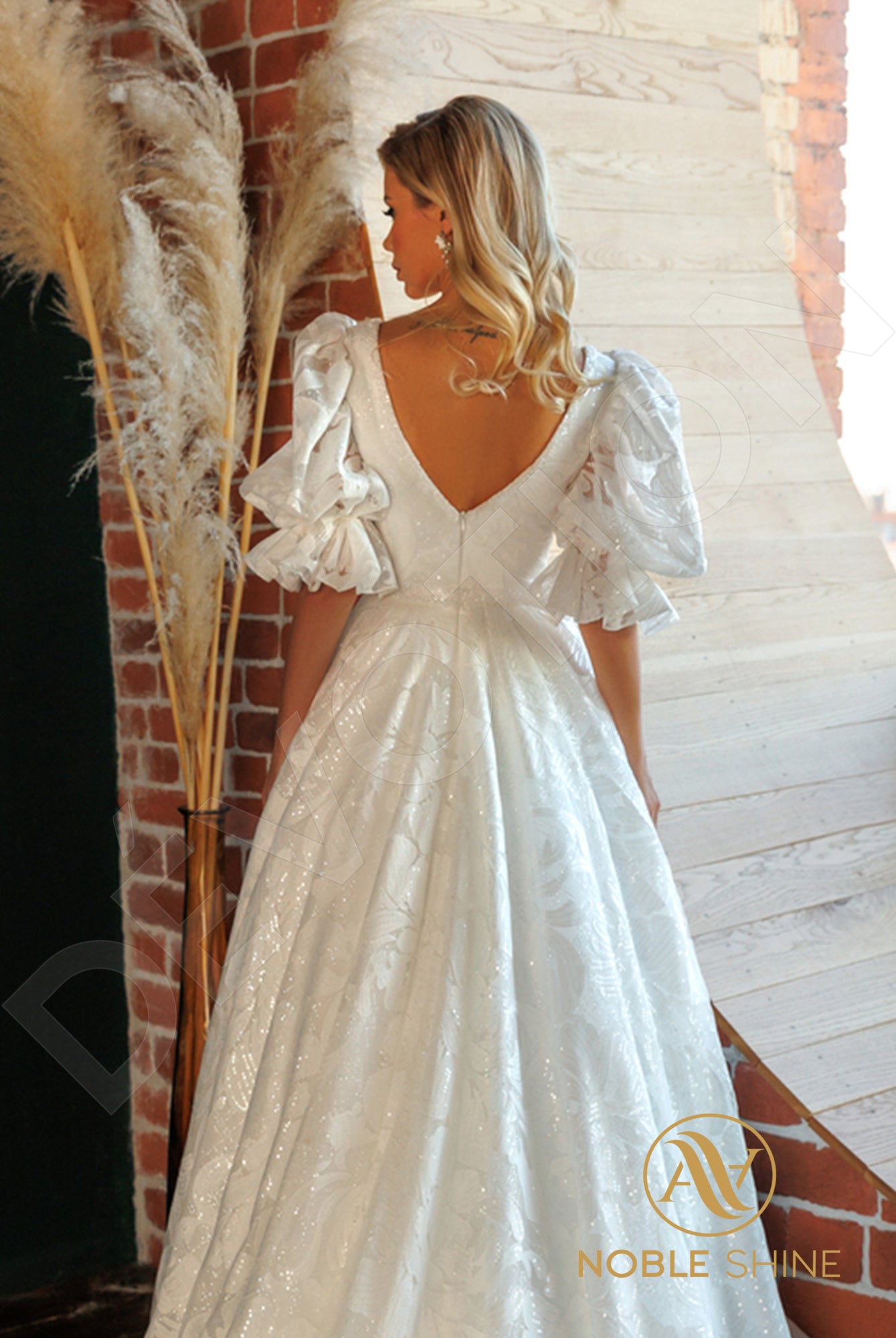 Talalla Open back A-line Half sleeve Wedding Dress 3