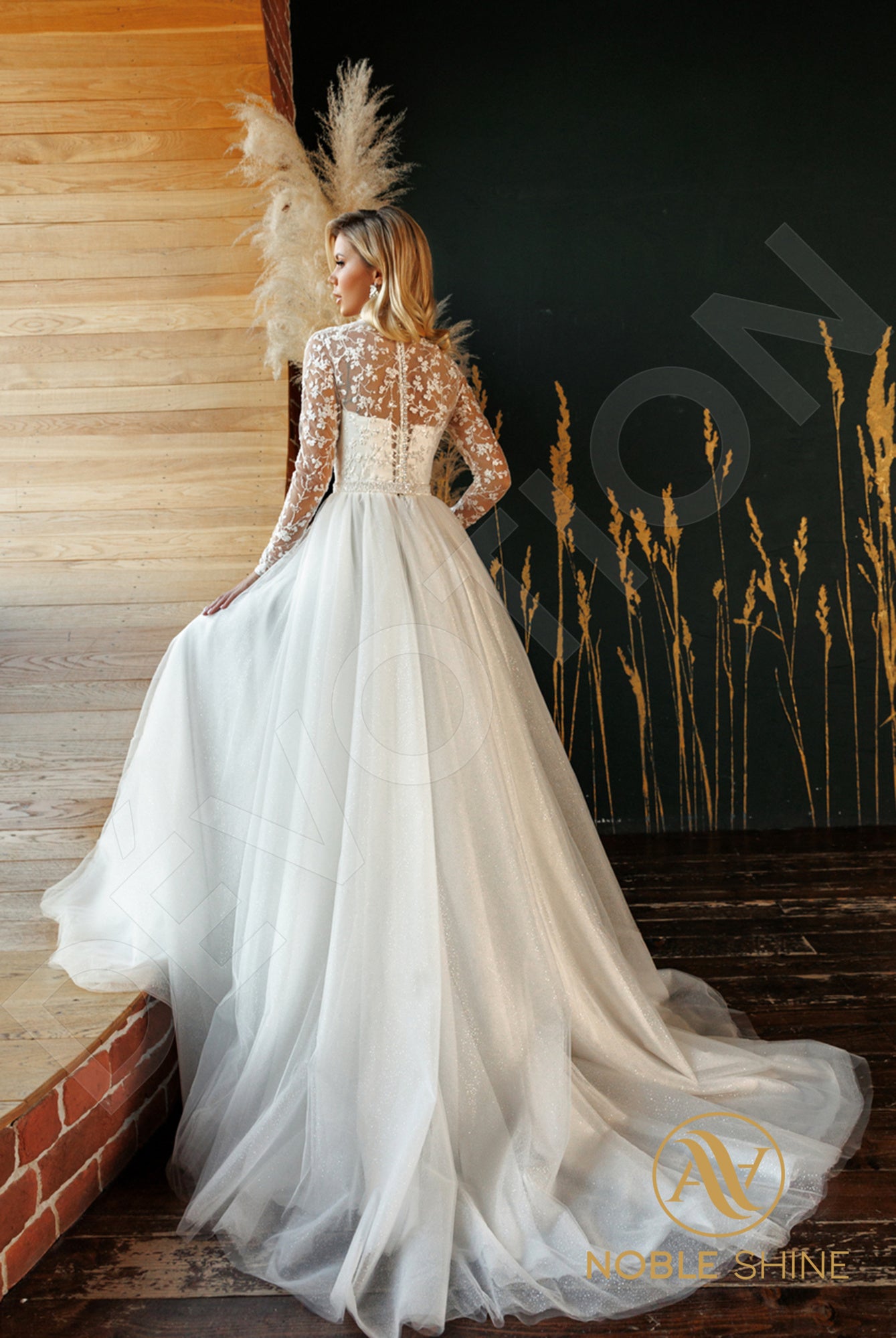 Orleyt Full back A-line Long sleeve Wedding Dress Back