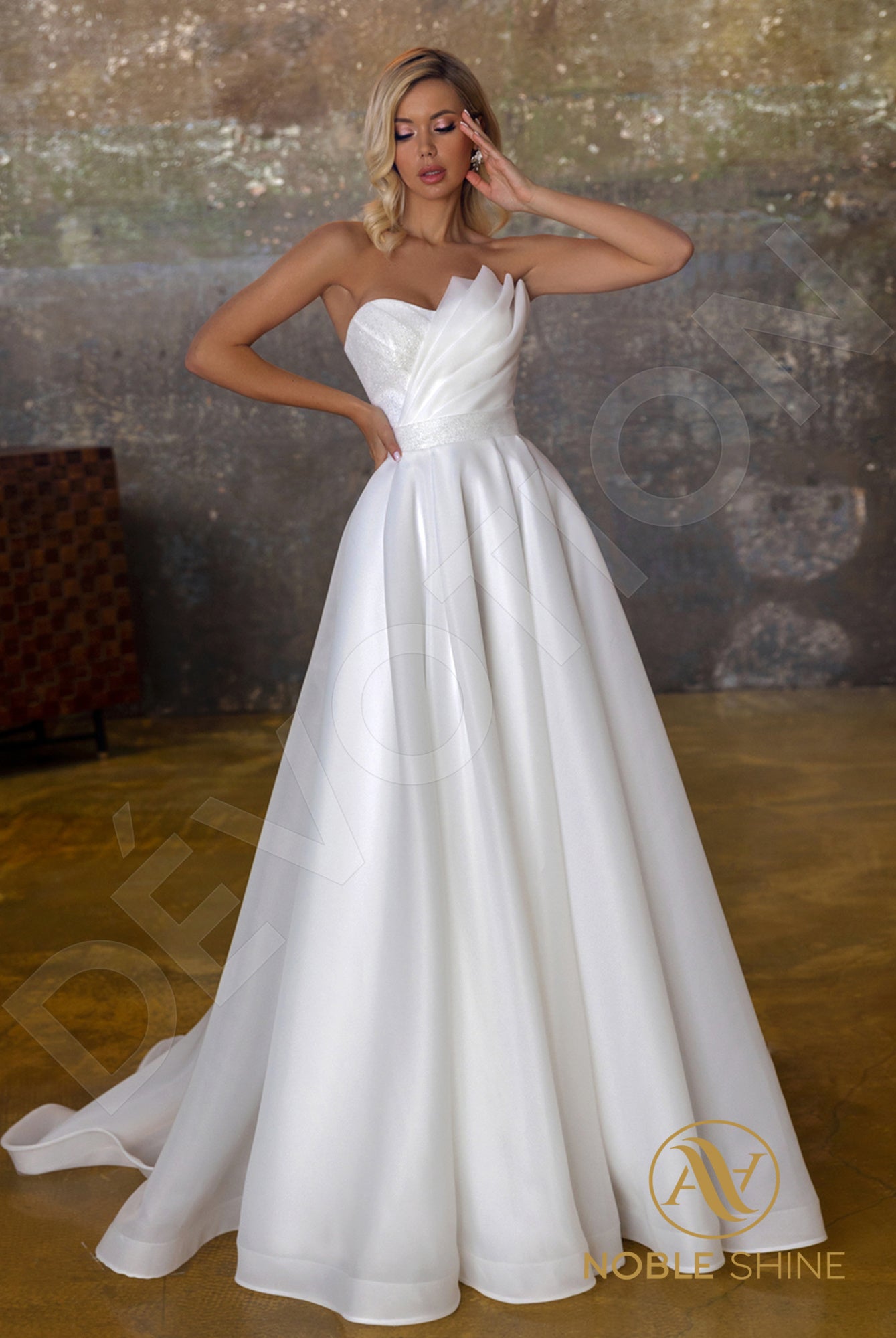Komina Open back A-line Strapless Wedding Dress Front